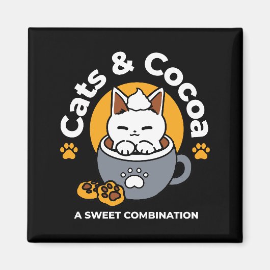 Aimant Conception de Mug de vacances avec Cosy Cat et Paw (Devant)