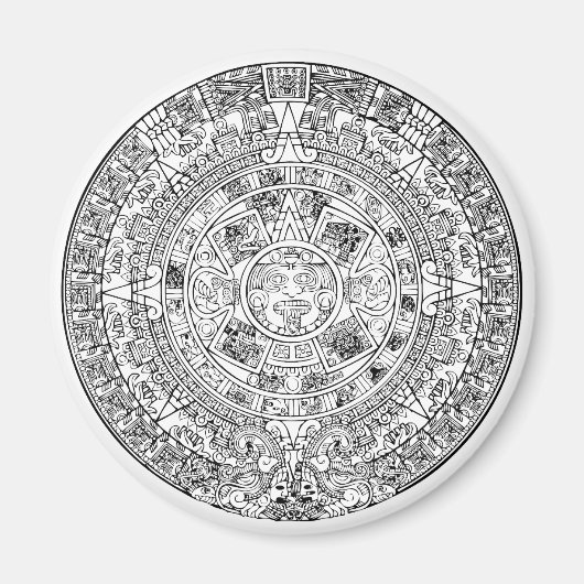 Aimant Conception de pierre circulaire Aztec Sun Calendar (Devant)