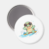 Aimant Conception de plage d'été de tortue chibi mignonne (Recto/Verso)