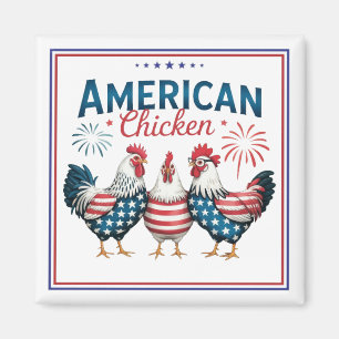Aimant Conception de poulet américain patriotique du 4 ju