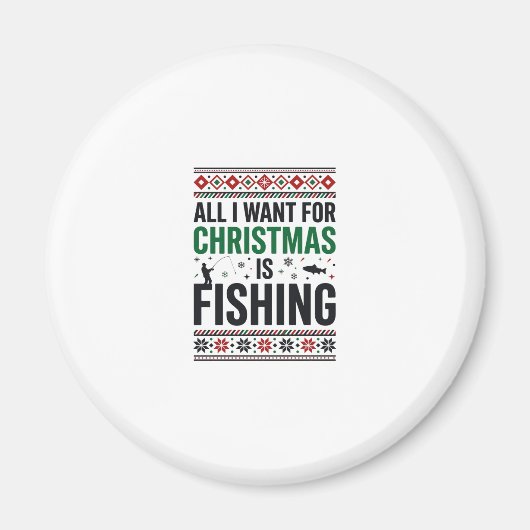 Aimant Conception de pull moche de pêche à Noël (Devant)