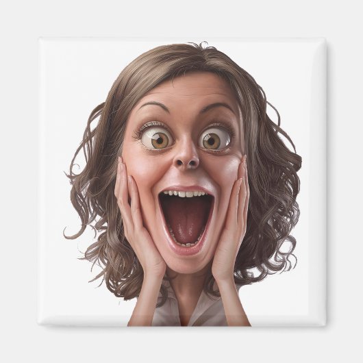 Aimant Conception de réaction de visage surpris (Devant)