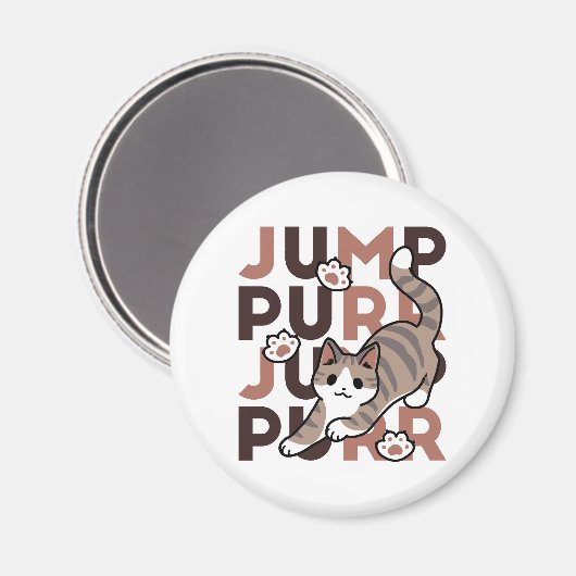 Aimant Conception de saut de chat - Artwork de purr de sa (Recto/Verso)