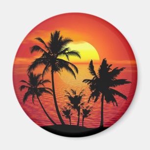 Aimant Conception de silhouette de palmiers au coucher du