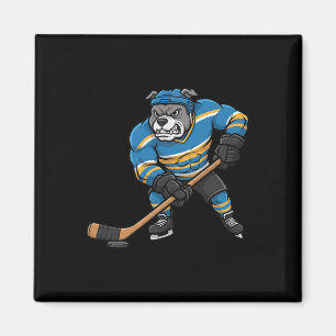 Aimant Conception de sport de chien joueur de hockey Pitb