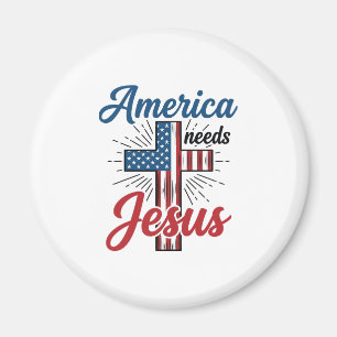 Aimant Conception de t-shirt croix patriotique L'Amérique
