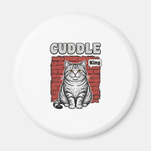Aimant Conception de T-shirt de chat vintage Cuddle King_
