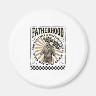 Aimant Conception de T-shirt de papa cowboy squelette vin