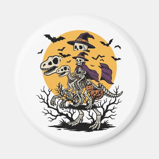 Aimant Conception de T-shirt Halloween de dinosaure squel (Devant)