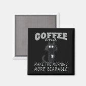 Aimant Conception de tee-shirt chat et café, humour drôle (Recto/Verso)