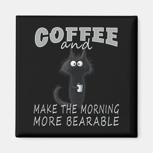 Aimant Conception de tee-shirt chat et café, humour drôle (Devant)