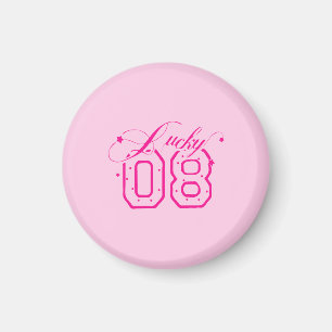 Aimant Conception de typographie néon rose Lucky 08