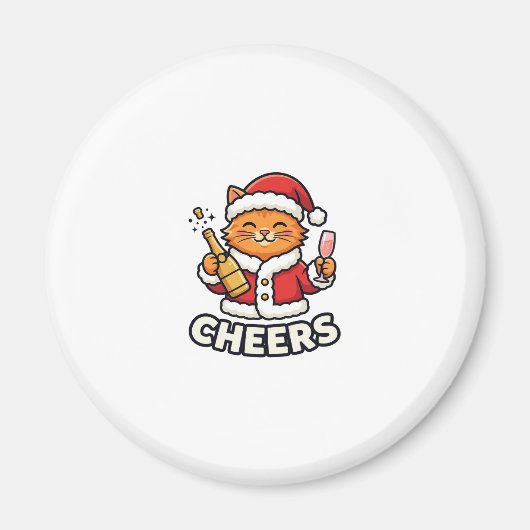 Aimant Conception de vecteur de chat de Noël Cheers (Devant)
