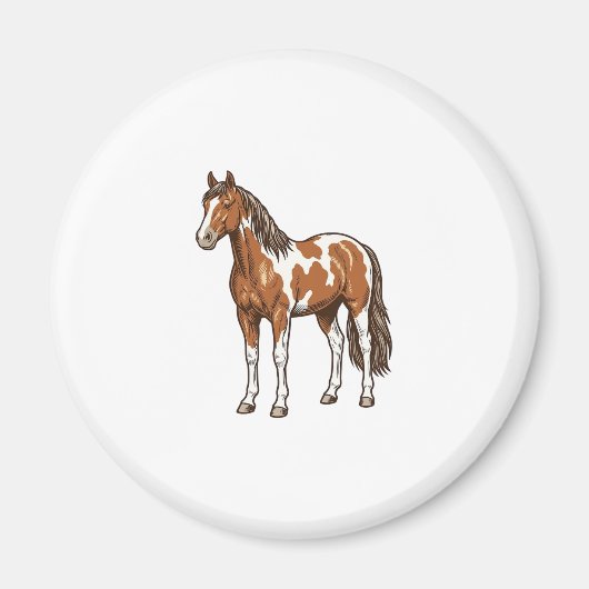 Aimant Conception de vecteur de cheval Pinto gravé antiqu (Devant)