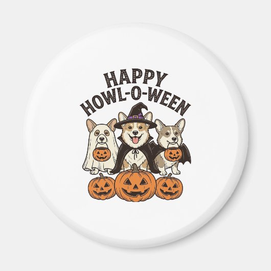 Aimant Conception de vecteur de chien de Halloween de Cor (Devant)