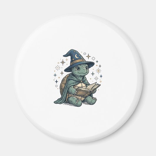 Aimant Conception de vecteur de magicien de tortue mignon (Devant)