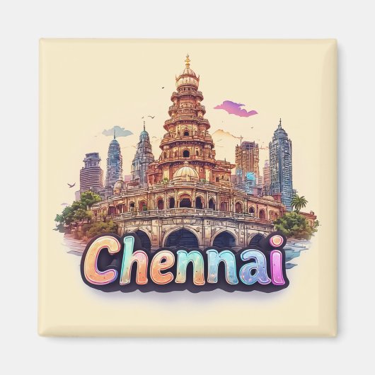 Aimant Conception de voyage à Chennai, Inde 🇮🇳 (Devant)
