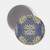 Aimant Conception de William Morris Bleu et Or Tulipe Sau (Recto/Verso)