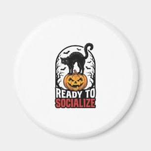 Aimant Conception d'humour de fête de chat Halloween soci