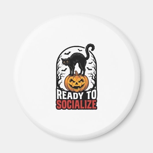 Aimant Conception d'humour de fête de chat Halloween soci (Devant)