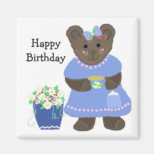 Aimant Conception d'ours en peluche pour un joyeux annive (Devant)