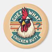 Aimant Conception drôle de blague de poulet rétro (Devant)