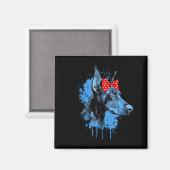 Aimant Conception drôle de doberman pour la fête des mère (Recto/Verso)