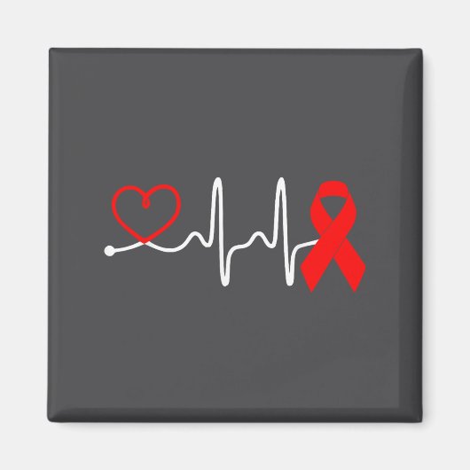 Aimant Conception du rythme cardiaque Ruban Rouge pour la (Devant)