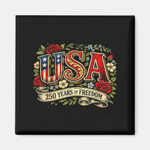 Aimant Conception florale de la liberté de 250 ans aux Ét