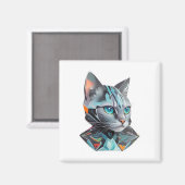 Aimant Conception géométrique futuriste des chats (Recto/Verso)