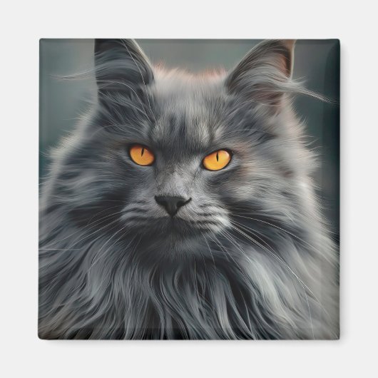 Aimant Conception majestueuse de portraits de chats long- (Devant)