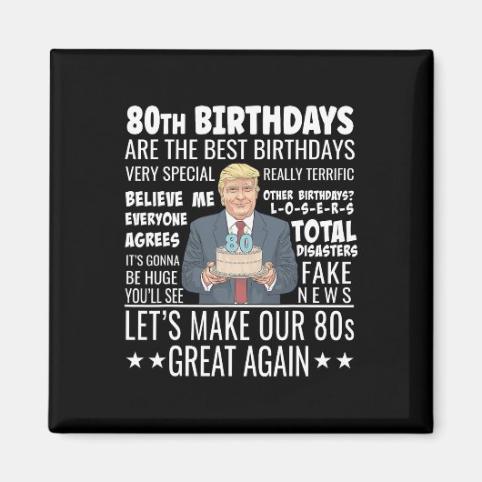 Aimant Conception pour 80e anniversaire - Citation drôle (Devant)