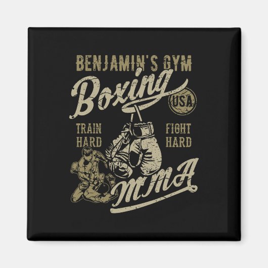 Aimant Conception rétro de gym de boxe mma de Benjamin po (Devant)