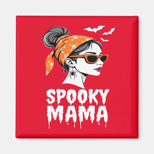 Aimant Conception rétro éffrayant Mama Halloween (Devant)