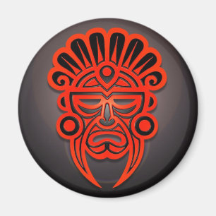 Aimant Conception, rouge et noir maya de masque