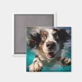 Aimant Conception sous-marine de la nage de chien excitée (Recto/Verso)
