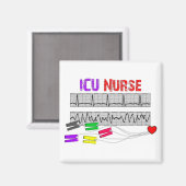 Aimant Conception unique ICU Infirmières Cadeaux (Recto/Verso)