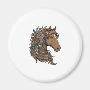 Aimant Conception vectorielle de tête de cheval floral vi