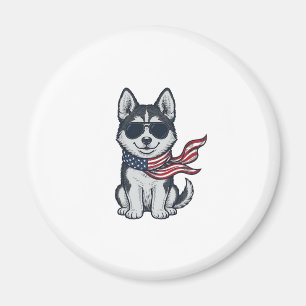 Aimant Conception vectorielle vintage de chiot husky patr