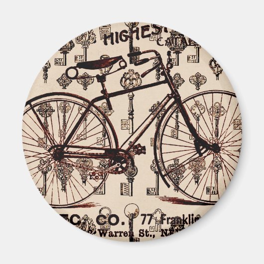 Aimant Conception vintage Bicycle Steampunk (Devant)