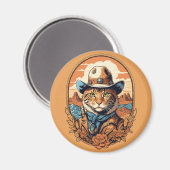 Aimant Conception vintage de chats Cowboy (Recto/Verso)