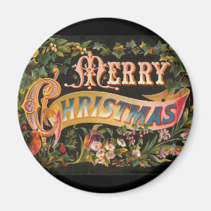 Aimant Conception vintage de fleur de Joyeux Noël