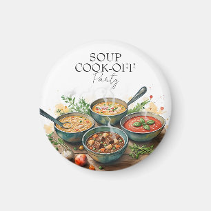 Aimant Concours de soupe rustique Potluck Party Aquarelle