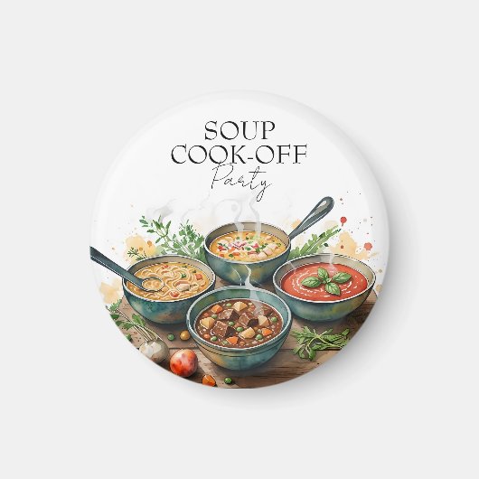 Aimant Concours de soupe rustique Potluck Party Aquarelle (Devant)