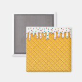 Aimant Cône de gaufre à la crème glacée avec arroses (Recto/Verso)