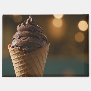 Aimant Cône de glace à la crème molle au chocolat