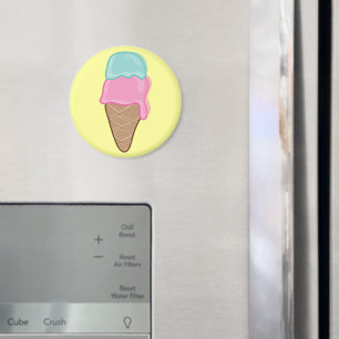 Aimant Cône de glace pastel rétro à la fraise et à la men