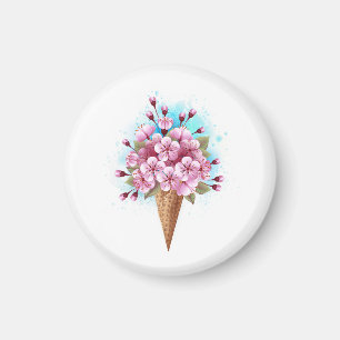 Aimant Cône rose Sakura crème glacée gaufre