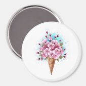Aimant Cône rose Sakura crème glacée gaufre (Recto/Verso)
