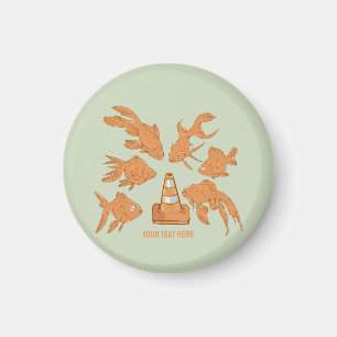 Aimant Cônes de la route et poisson rouge orange